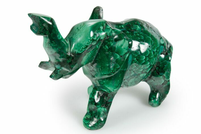 Polished Banded Malachite Elephant Carving - DR Congo #349281